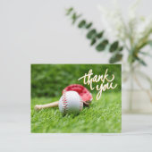 緑の草の上の野球サンキューカード ポストカード (スタンド正面)
