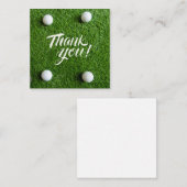 緑の草の上感謝していにお言葉を添えたゴルフボール ノートカード (正面/裏面)