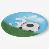 緑の草の中の30歳の誕生日サッカーボール ペーパープレート (アングル)