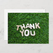 緑の草の背景に「ありがとう」の文字 ポストカード (正面/裏面)