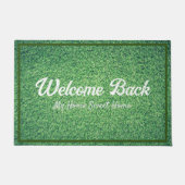 緑の草の茂った歓迎の挨拶 ドアマット (正面)