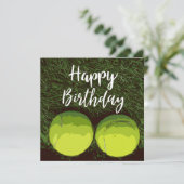 緑の草の誕生日のテニスボール カード (スタンド正面)