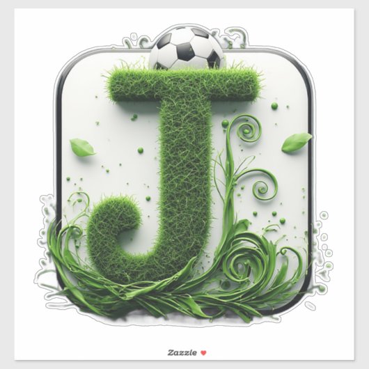緑の草むらのJ文字 サッカーボール シール (シート)