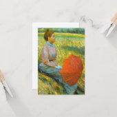 緑の草原で休む女性 カード (正面/裏面インサイチュ)