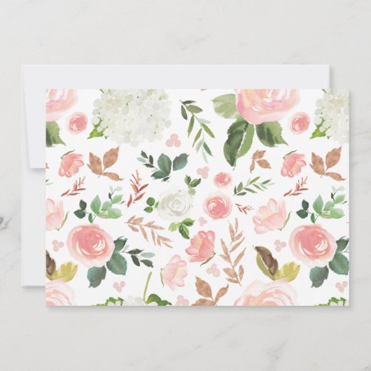 緑の草木およびピンクの花の水彩画の洗礼の写真 サンキューカード (裏面)