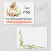 緑の草木のおむつのラッフルのチケットを持つベビーのシカ エンクロージャーカード (正面/裏面)