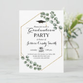 緑の草木のユーカリの写真の卒業パーティー 招待状 (スタンド正面)