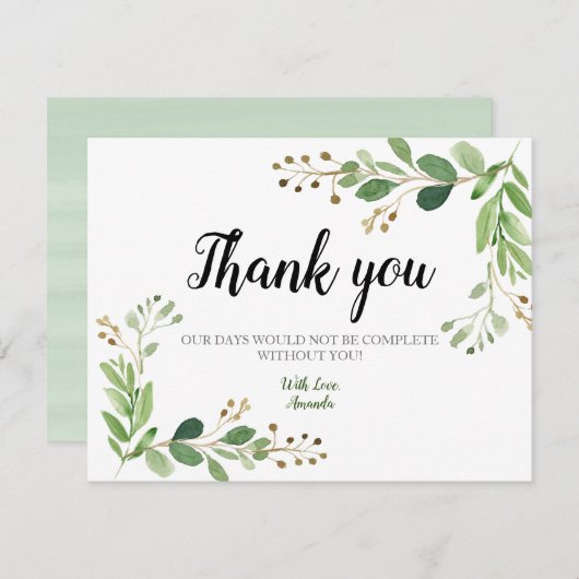 緑の草木のユーカリの植物のサンキューカード サンキューカード (正面/裏面)