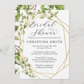 緑の草木の幾何学的なブライダルシャワー招待状 招待状 (正面/裏面)