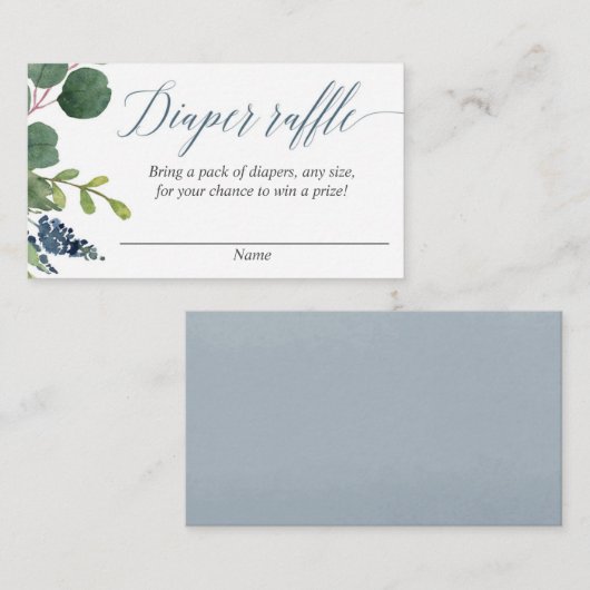 緑の草木の挨りだらけの青い植物のおむつのラッフルカード エンクロージャーカード (正面/裏面)