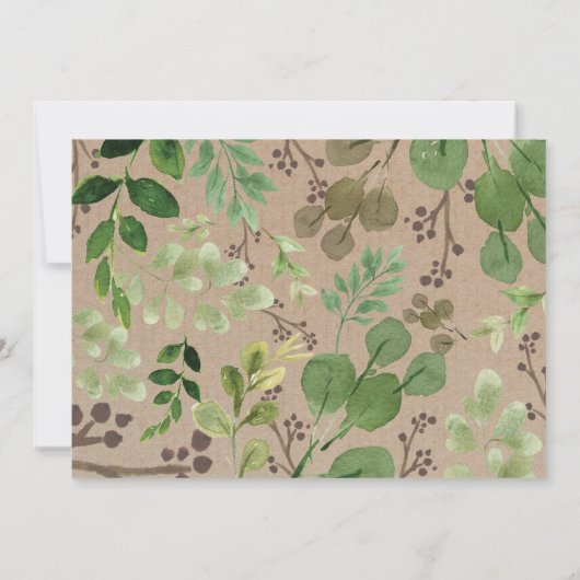 緑の草木の森林動物の森林誕生会 サンキューカード (裏面)