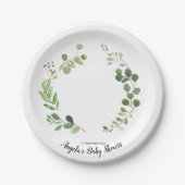 緑の草木の植物のベビーショーのパーティーの紙皿 ペーパープレート (正面)