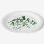 緑の草木の植物の十字の最初聖餐式 ペーパープレート (アングル)