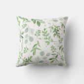 緑の草木の植物の枕-水彩画のデザイン クッション (裏面)