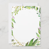 緑の草木の植物の花嫁の茶パーティの招待状 招待状 (裏面)