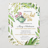 緑の草木の植物の花嫁の茶パーティの招待状 招待状 (正面/裏面)
