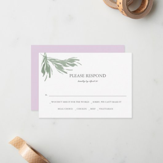 緑の草木の水彩画の結婚式の挿入物カード ノートカード (正面/裏面インサイチュ)