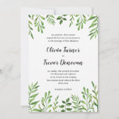 緑の草木の水彩画の緑は植物園を去ります 招待状 (正面)