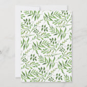 緑の草木の水彩画の緑は植物園を去ります 招待状 (裏面)