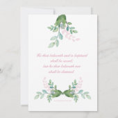 緑の草木の洗礼の招待の女の子の写真 招待状 (裏面)