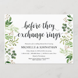 緑の草木の素朴な結婚式のリハーサルの夕食の招待 招待状