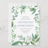 緑の草木の結婚式の招待、庭園の結婚式 招待状 (正面)