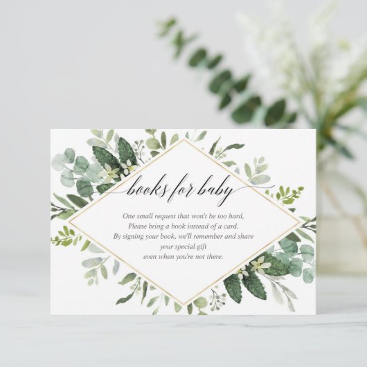 緑の草木の緑および金ゴールドの群葉の本の要求 エンクロージャーカード (スタンド正面)