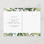 緑の草木の群葉私のメイド・オブ・オーナー（花嫁付き添い人）カードです 案内ポストカード (裏面)