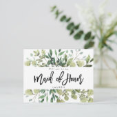 緑の草木の群葉私のメイド・オブ・オーナー（花嫁付き添い人）カードです 案内ポストカード (スタンド正面)