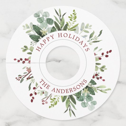 緑の草木の赤い果実の休日 ワイングラスタグ (正面)