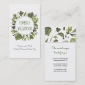 緑の草木はオーガニックな水彩画の月桂樹の葉を包みます 名刺 (正面/裏面)