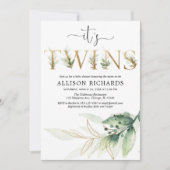緑の草木はベビーシャワーの招待、モダンを結び付けます 招待状 (正面)