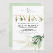 緑の草木はベビーシャワーの招待、モダンを結び付けます 招待状 (正面/裏面)