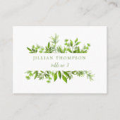 緑の草木はミニマルな結婚式の座席表を去ります プレイスカード (正面)