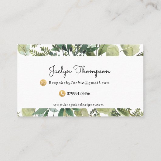 緑の草木は植物の名刺を去ります 名刺 (裏面)