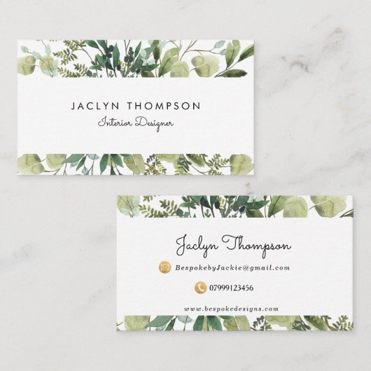 緑の草木は植物の名刺を去ります 名刺 (正面/裏面)