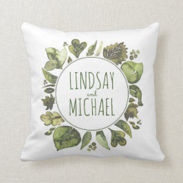 緑の草木は素朴な森林水彩画のカップルを包みます クッション