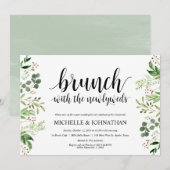 緑の草木は結婚式のブランチの招待状カードを掲示します 招待状 (正面/裏面)