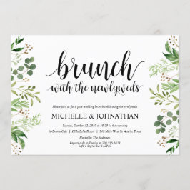 緑の草木は結婚式のブランチの招待状カードを掲示します 招待状