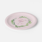 緑の草木は|のピンクのフラミンゴを包みます ペーパープレート (アングル)