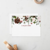 緑の草木を搭載するえんじ色、白く、柔らかいピンクのバラ ノートカード (正面/裏面インサイチュ)