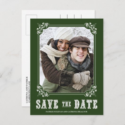 緑の華美枠の写真はがきを保存 案内ポストカード (正面/裏面)