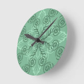 緑の華美葉のスクロールワークの壁時計 ラウンド壁時計 (傾斜)