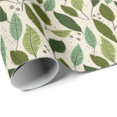 緑の落ち葉る紙と葉の包み ラッピングペーパー (ロールコーナー)