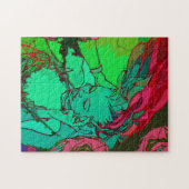 緑の落書きの女の子 ジグソーパズル (横)