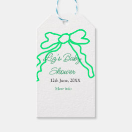 緑の落書きベビーシャワーを追加の名前の日付モダー ギフトタグ