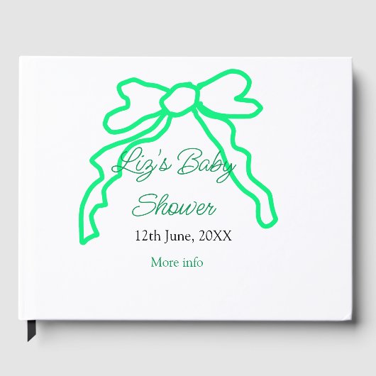 緑の落書きベビーシャワーを追加の名前の日付モダー ゲストブック (正面)