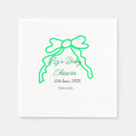 緑の落書きベビーシャワーを追加の名前の日付モダー スタンダードカクテルナプキン