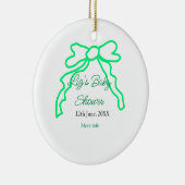緑の落書きベビーシャワーを追加の名前の日付モダー セラミックオーナメント (右)