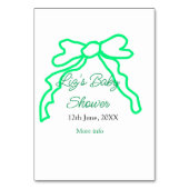 緑の落書きベビーシャワーを追加の名前の日付モダー テーブルナンバー (裏面)